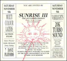 Sunrise III - Guy Fawkes Edition, 5 November 1988